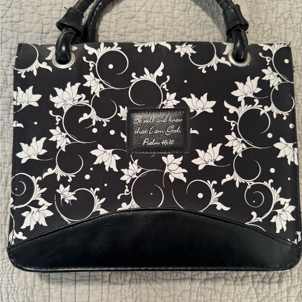Black and White Floral Women's Bible Bag